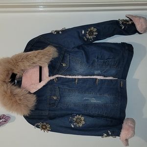 Denim jeweled jacket